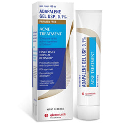 Glenmark Adapalene Gel 45 g, tubo práctico para uso diario.