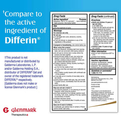 Glenmark Therapeutics Adapalene Gel 0.1% en tubo, aplicación higiénica y precisa.