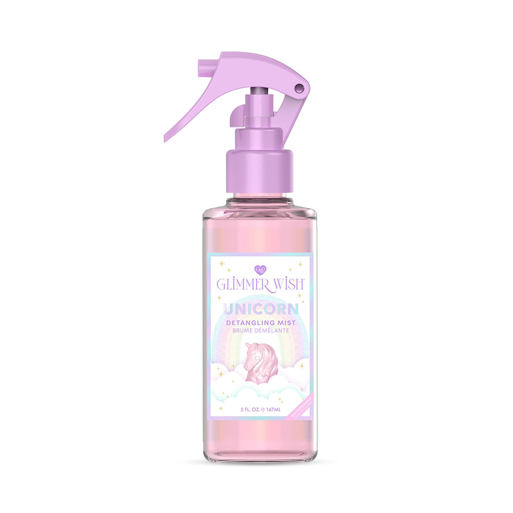Glimmer Wish: botella del desenredante unicornio para rizos suaves.