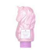 Champú Glimmer Wish Unicornio: botella rosa para cabello suave y brillante.