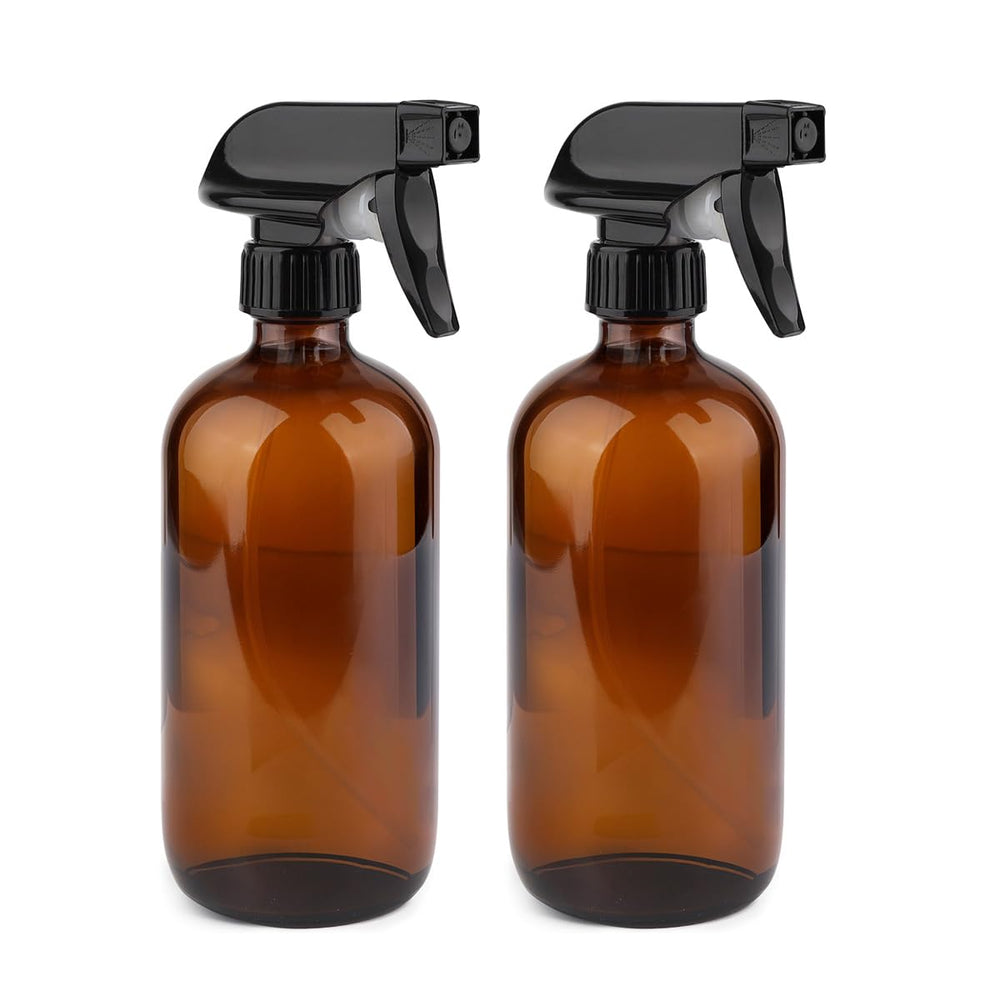 GLING 16oz amber glass spray bottle front view for eco-friendly cleaning.