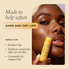 Textura cremosa de Glo Melanin para hidratar labios con efecto suave.