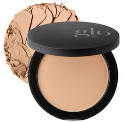 Glo Skin Beauty pressed base honey light compact showing natural, buildable coverage.