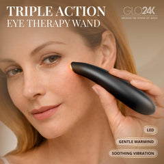 GLO24K eye massager with warmth and vibration for refreshed under-eye skin.