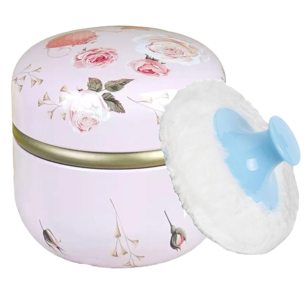 Glooyoderr body powder puff container for on-the-go touch-ups.