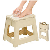 Glooyoderr foldable shower stool folds flat for easy storage.