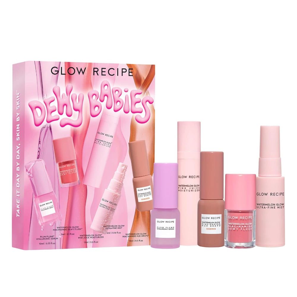 Glow Recipe Dewy Babies travel set box, compact and ready to pack for on-the-go routines.