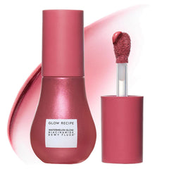 Glow Recipe Niacinamide Dewy Flush bottle pour showing buildable berry tint