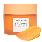 Glow Recipe Papaya Enzyme Cleansing Balm jar showing creamy texture for makeup removal