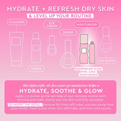 Glow Recipe Pink Juice Water Gel application pump demonstrates quick pea sized usage