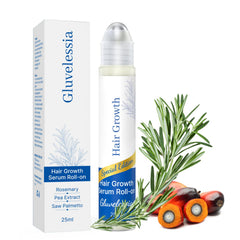 Gluvelessia hair growth serum roll-on rosemary targets thinning areas for fuller-looking hair