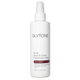 Glytone chest and back acne spray bottle with upside-down pump for easy application