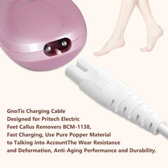 GnoTis USB plug charger cable for foot callus remover, power from power bank.