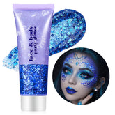 Go Ho Blue Face Glitter bottle showing holo finish for festival skin.