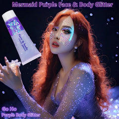 Go Ho holographic purple hair glitter adds iridescent shine for vibrant festival looks
