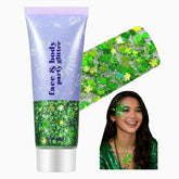 Go Ho Shamrock Glitter en la cara con brillo verde para festivales