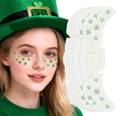 Go Ho Shamrock Glitter Freckles Face Tattoo with shimmering glitter for festive looks.