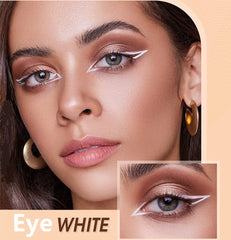 Go Ho white eyeliner adds 3D makeup depth around eyes.