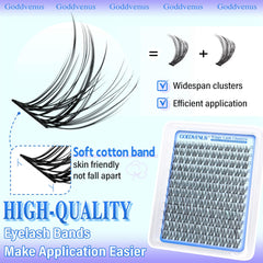 Goddvenus 144pcs D-curl clusters create subtle volume for eye shape.