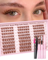 Goddvenus brown wispy lash clusters kit main set for natural-looking DIY lashes.