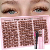 Goddvenus Brown Wispy Lash Clusters Kit for natural-looking definition.