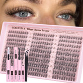 Goddvenus lash clusters kit 9-14mm wispy closeup for natural flutter and easy daily wear.