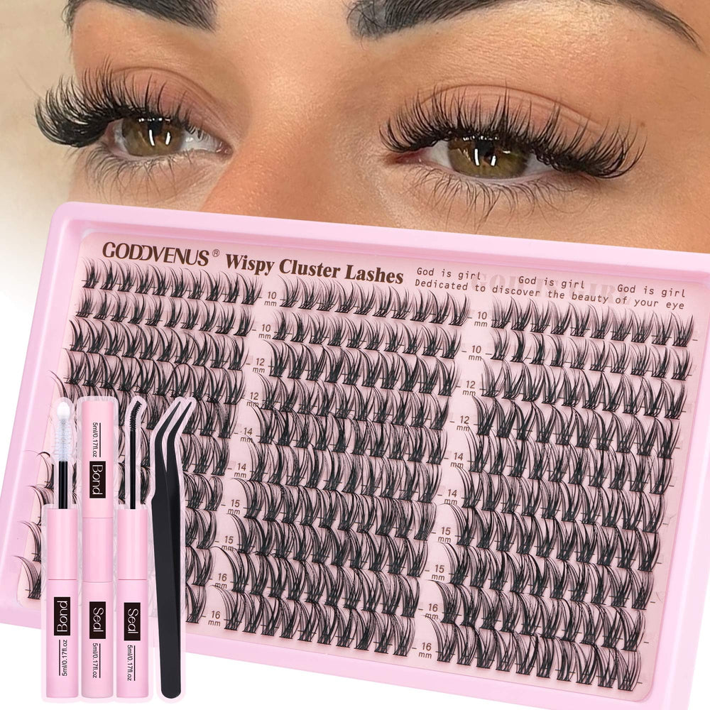 Goddvenus Lash Clusters Kit packaging showcasing sleek design for easy at-home use
