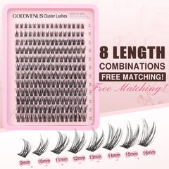 Length samples 9-16mm from Goddvenus Lash Clusters for versatile eye shapes