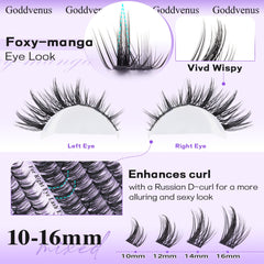 Goddvenus Manga Lash Cluster Kit fluffy wispy design for natural elegance.