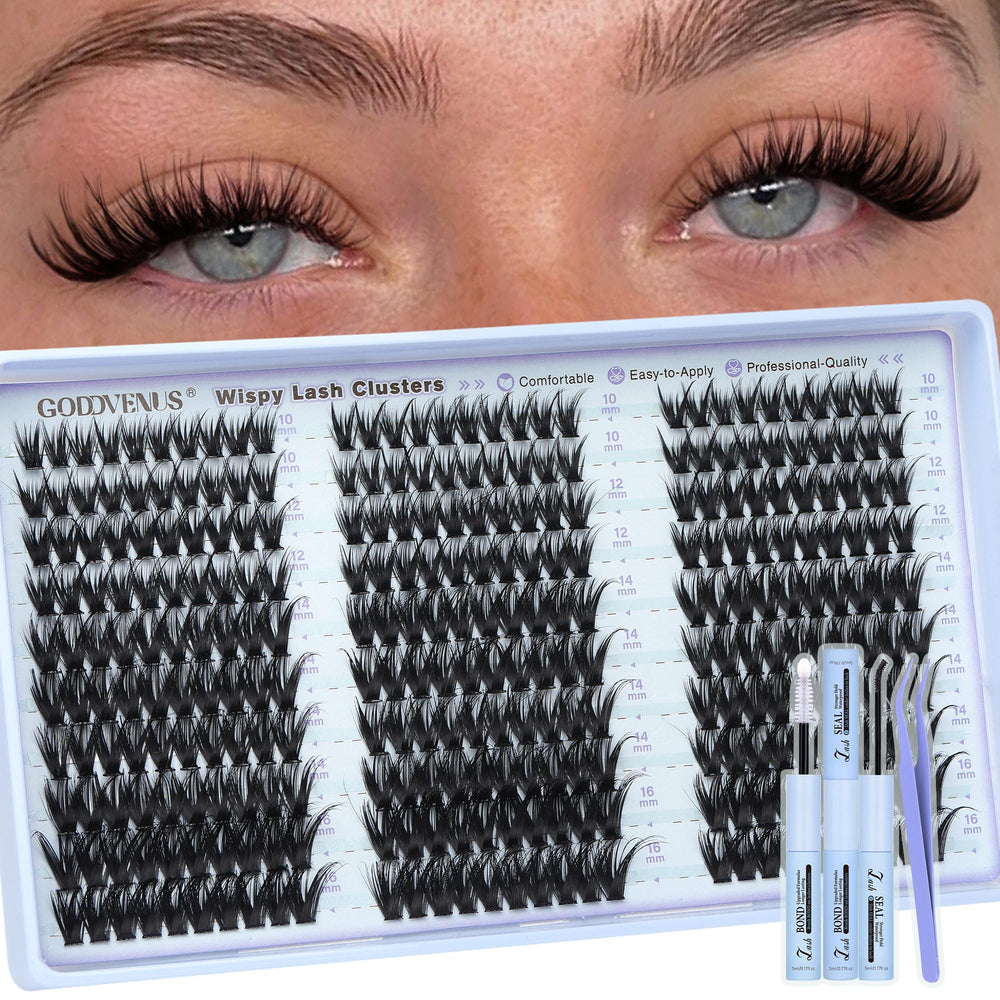 Goddvenus Wispy Lash Clusters Kit bottle for at-home wet look styling.