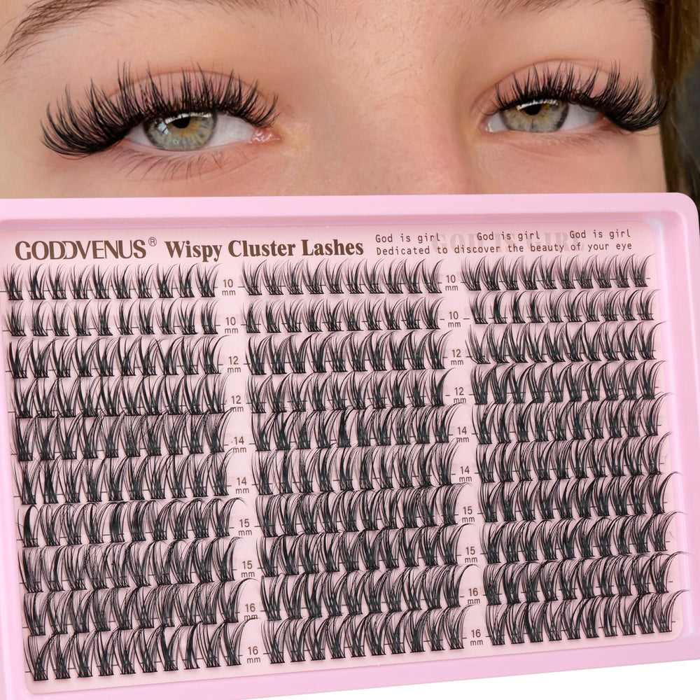 Goddvenus wispy lash clusters for easy at-home DIY lash extensions with natural volume.