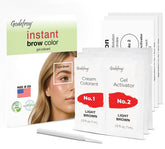 Godefroy Fast Acting Brow Color packaging shows three applications for salon-like results