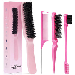 Goiple boar bristle slick-back brush shown for precise, smooth styling on the go