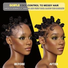 Goiple Edge Wax finish on styled hair with a glossy look.