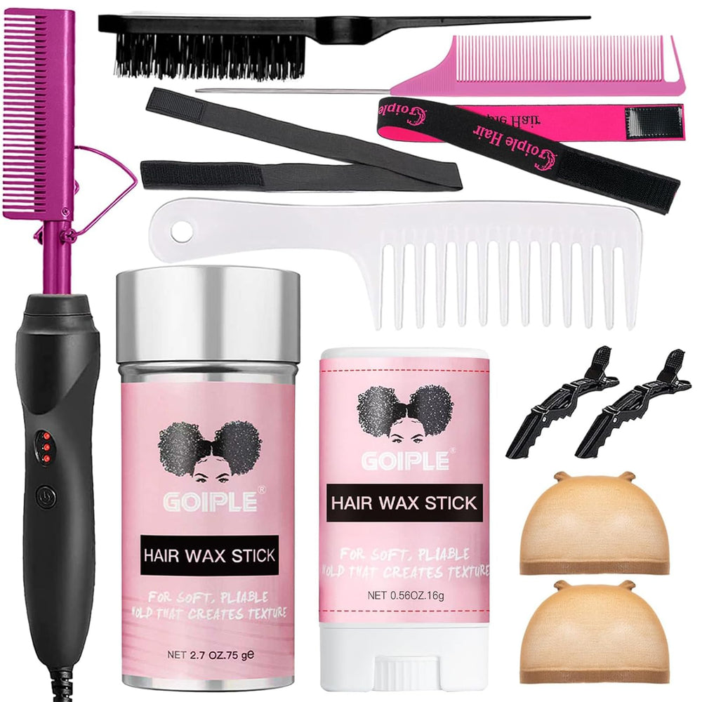 Goiple electric hot comb pink hair straightener for fast, smooth styling.