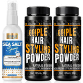 Goiple Hair Styling Powder bottle close-up showing natural look and lightweight hold.
