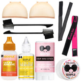 Goiple lace front wig glue set packaging with tools for easy application.