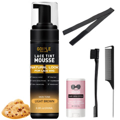Goiple lace tint mousse bottle applying to lace wig for natural blend