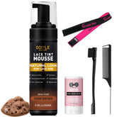 Goiple Lace Tint Mousse dark brown application for natural lace blend