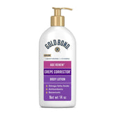 Gold Bond Age Renew Crepe Corrector, botella de loción corporal para hidratación diaria.