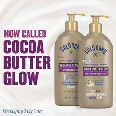 Gold Bond Cocoa Butter Glow rich creamy texture demonstrates quick absorption for smooth, non-greasy skin.
