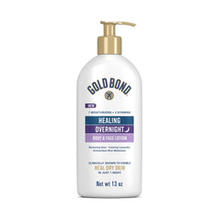 Gold Bond Healing Overnight Lotion bottle with lavender scent for night-time hydration