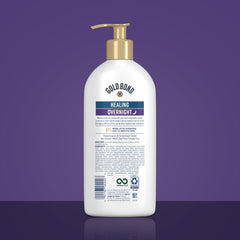 Gold Bond Healing Overnight Lotion creamy texture close-up ready to absorb