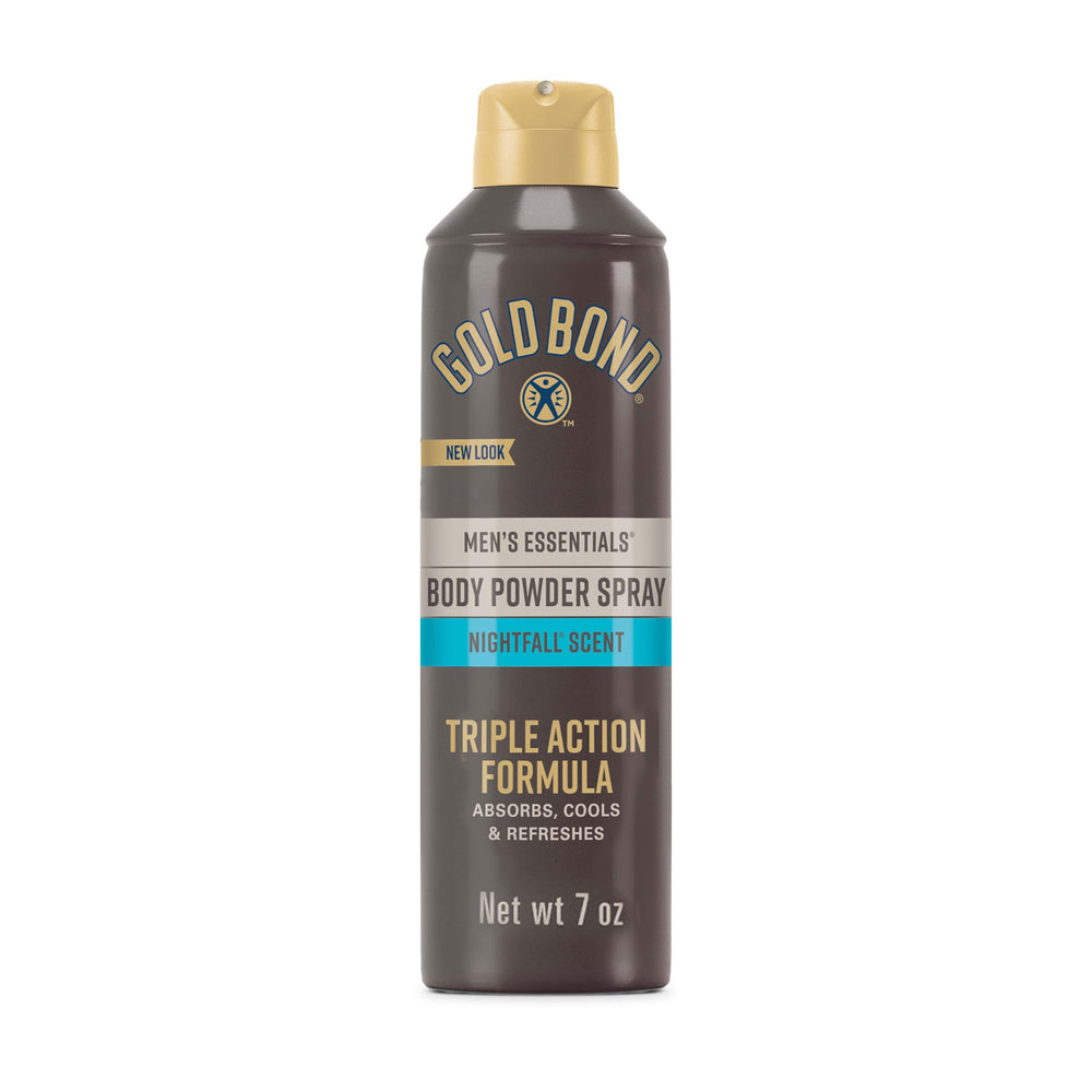 Gold Bond Hombres Essentials Recharge, polvo corporal en spray, sensación fresca y seca.