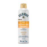 Gold Bond No Mess Clear Spray, botella de 7 oz, aplicación limpia sin residuo blanco.