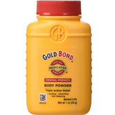 Gold Bond Talc-Free Medicated Body Powder bottles pour for quick refreshment and moisture absorption.