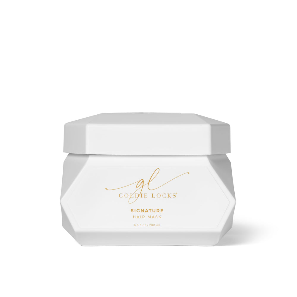 Goldie Locks Ultra Hydrating Mask bottle shows deep moisture for color-treated hair