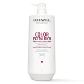 Goldwell Dualsenses Color Extra Rich Brilliance Conditioner bottle pour enhances color vibrancy