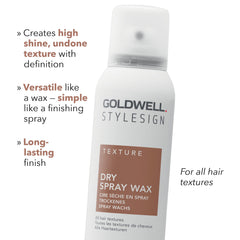 Goldwell StyleSign Dry Spray Wax highlights texture with flexible hold
