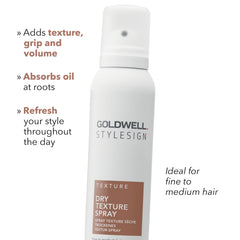 Goldwell StyleSign Dry Texture Spray texture-application demonstrates flexible styling for different lengths.